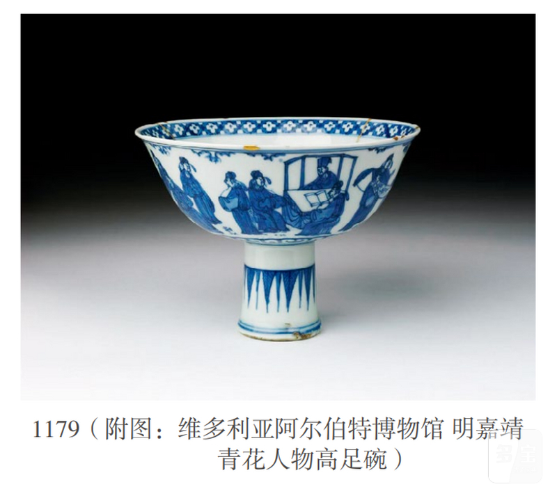 明嘉靖 青花十八学士图高足碗 - 图10